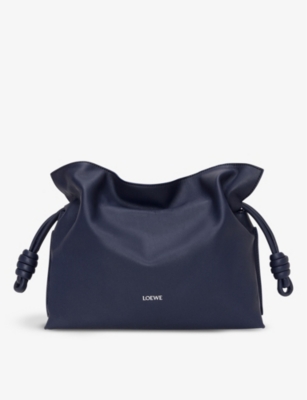 LOEWE: Flamenco logo-embossed knotted leather clutch bag
