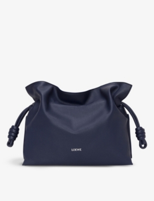 Loewe Womens Abyss Blue Flamenco Logo-embossed Knotted Leather Clutch Bag In Abyss Blue