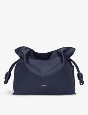 Loewe Women's Abyss Blue Flamenco Logo-embossed Knotted Leather Clutch Bag