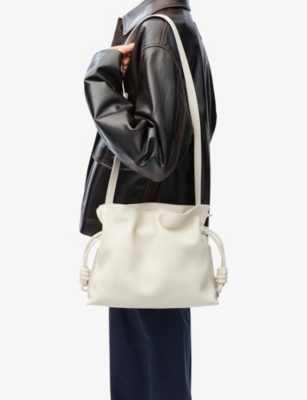 LOEWE: Flamenco logo-embossed knotted leather clutch bag