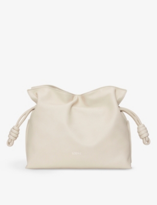 LOEWE: Flamenco logo-embossed knotted leather clutch bag