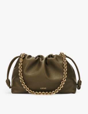 LOEWE: Flamenco logo-embossed leather purse