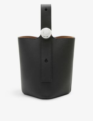 Loewe Mini Leather Pebble Bucket Bag In Black
