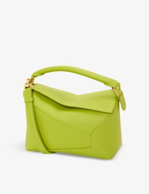 Loewe Womens Meadow Green Puzzle Edge Small Leather Cross-body Bag