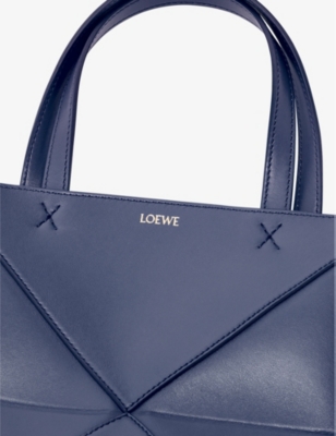 Loewe Womens Abyss Blue Puzzle Fold Mini Leather Tote Bag In
