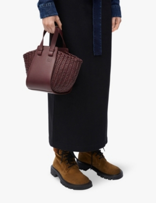 LOEWE: Hammock compact leather and raffia and leather shoulder bag
