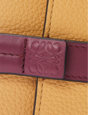 Loewe Womens  Vertical Small Logo-embossed Leather Wallet In Biscuit/crimson/pape