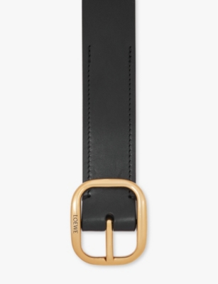 Loewe Adjustable Circular Logo Belt With Gold-tone Buckle In Black/gold