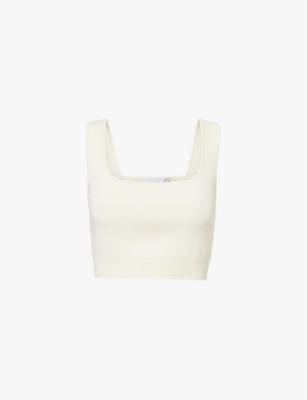 LMND: Square-neck cropped knitted top
