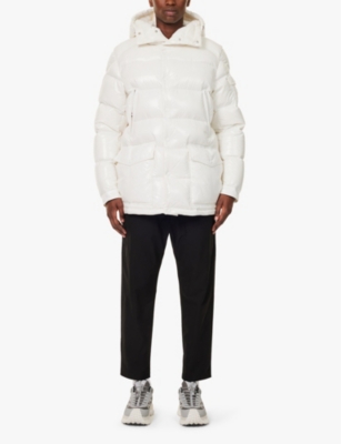 Shop Moncler S  Chiablese Brand-badge Shell-down Parka Jacket In White