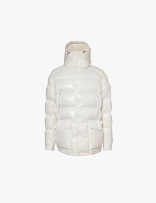 Shop Moncler S  Chiablese Brand-badge Shell-down Parka Jacket In White