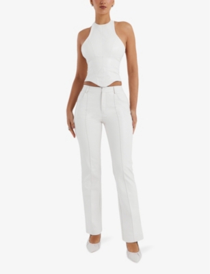 MISTRESS ROCKS: Straight-leg mid-rise vegan-leather trousers