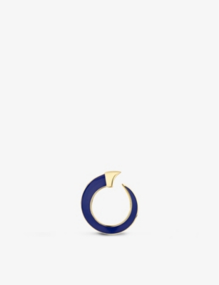 SHAUN LEANE: Sabre Solis 18ct yellow gold-plated vermeil sterling-silver and enamel ring