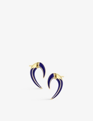 SHAUN LEANE: Sabre Solis 18ct yellow gold-plated vermeil sterling-silver and enamel talon earrings