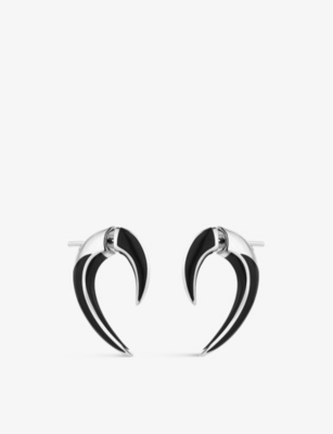 SHAUN LEANE: Sabre Solis Talon jet-enamel and sterling-silver earrings
