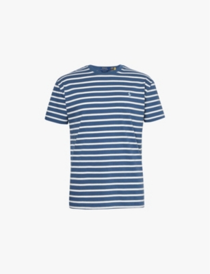 POLO RALPH LAUREN Logo embroidered striped cotton jersey T shirt Selfridges