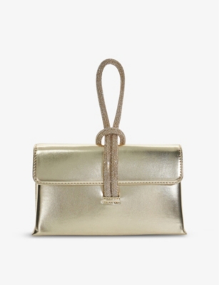 Shop Dune Women's Gold Plain Synthetic Brynie Diamante-embellished Woven Handbag