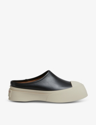 MARNI: Logo-embossed backless leather trainers