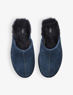 Ugg Mens Blue/dark Scuff Branded Suede Slippers Eur 40 / 6 Uk In Blue/dark