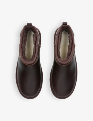 UGG: Classic Ultra Mini logo-patch leather ankle boots