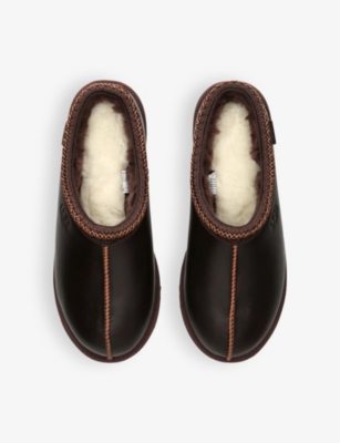 Ugg Tasman Leather Regen Slippers In Brown/oth