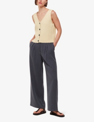 WHISTLES: Button-front V-neck stretch-cotton tank