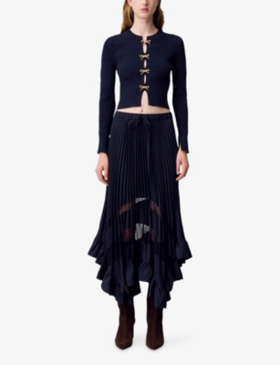 CLAUDIE PIERLOT: Pleated Elasticated-Waist Woven Midi Skirt