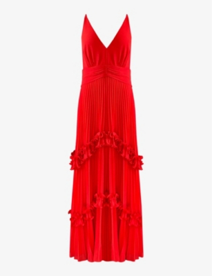 RO&ZO: Sienna frill-embellished pleated woven maxi dress