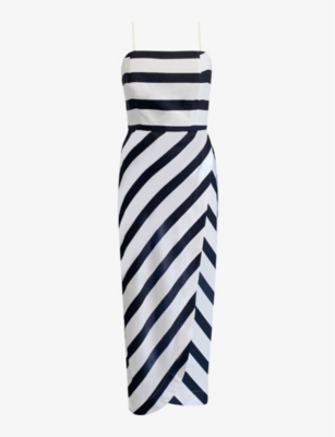 RO&ZO: Penelope stripe-print bandeau linen-blend midi dress