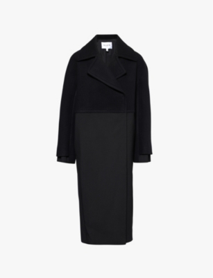 Alaïa Womens Noir Alaia Bi-colour Double-breasted Stretch-wool Coat In Noir Alaia