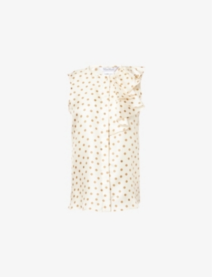 MAX MARA: Pegli Polka-Dot-Print Silk Shirt