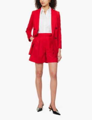 MAX MARA WOMENS RED JESSICA RELAXED-FIT WOOL SHORTS 