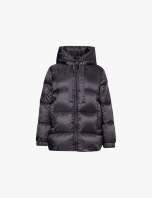 Shop Max Mara Cube Womens Seia Brand-patch Relaxed-fit Woven-down Jacket Black