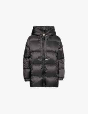 Max Mara Cube Womens Nero Seia Brand-patch Relaxed-fit Woven-down Jacket