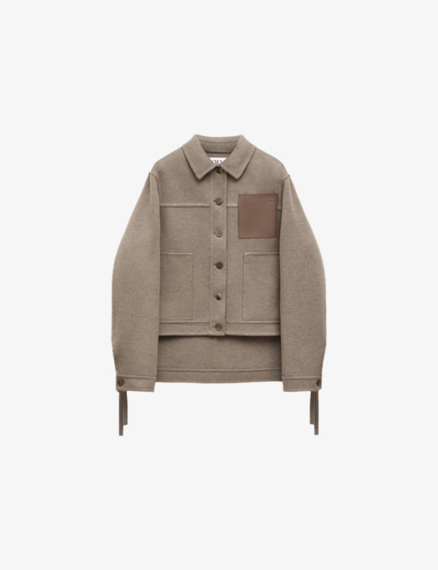 Logo-Patch Step-Hem Wool-Blend Jacket