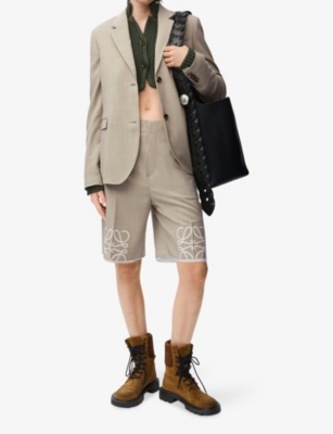 LOEWE: Split-back single-breasted wool-blend blazer