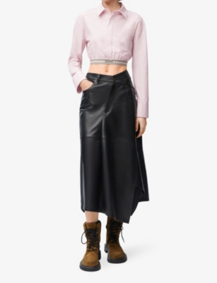 Loewe Cropped Cotton Poplin Shirt In Baby Light Pink