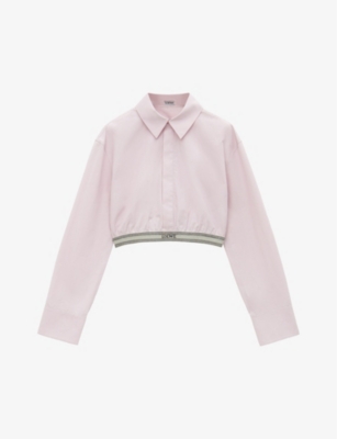 Loewe Cropped Cotton Poplin Shirt In Baby Light Pink