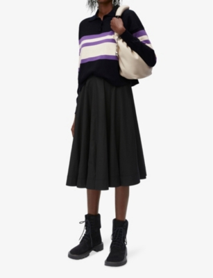 Loewe Cotton Polo Sweater In Deep Blue / Yellow /