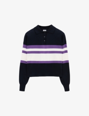 Loewe Cotton Polo Sweater In Deep Blue / Yellow /