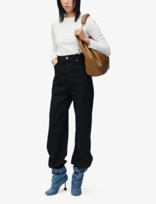 LOEWE: Logo-Embroidered Round-Neck Stretch-Modal Top