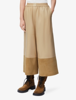LOEWE: Brand-anagram cropped wide-leg leather trousers