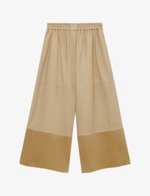 LOEWE: Brand-anagram cropped wide-leg leather trousers