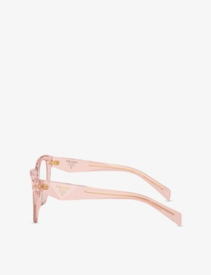 Prada Womens Pr20zv Irregular-frame Acetate Optical Glasses Pink In Pink
