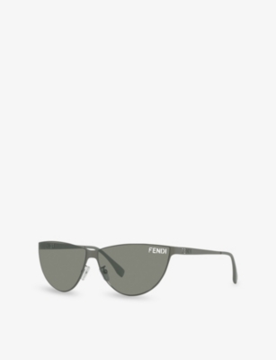 Fendi Womens Grey Fe40138u  Cut-out Cat Eye-frame Metal Sunglasses