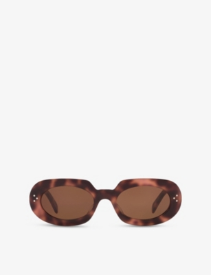 Celine Womens Brown Cl000474 Bold 3 Dots Cl40276u Irregular-frame Tortoise Acetate Sunglasses