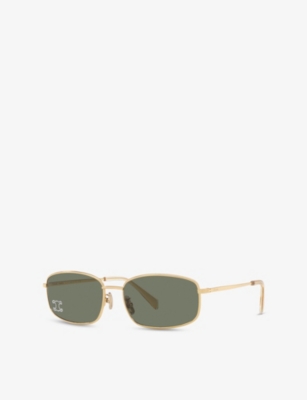 Celine Triomphe Crystal-embellished Square-frame Gold-tone Sunglasses