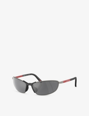 Prada Womens Grey Ps 55zs Irregular-frame Metal Sunglasses
