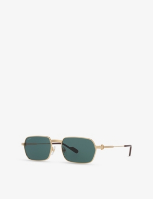 Cartier Womens Gold Ct0463s Rectangular-frame Metal Sunglasses
