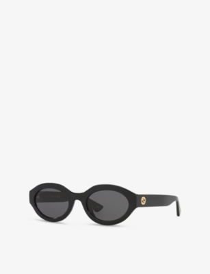Gucci Womens Black Gg1579s Oval-frame Injected Sunglasses